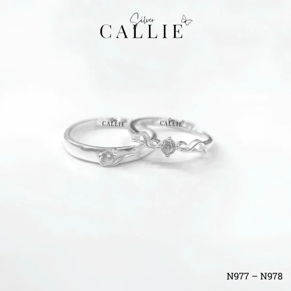 N977 - N978: Nhẫn bạc Callie Silver 1 viên chủ cánh thiên thần freesize