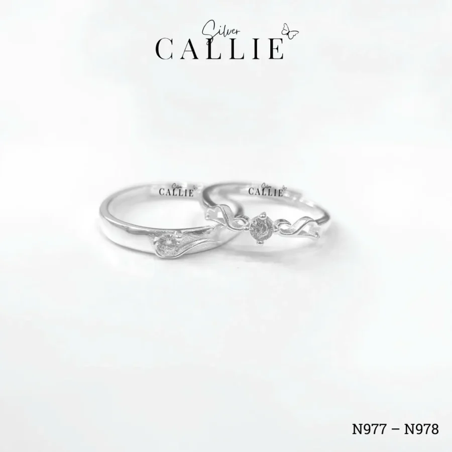 N977 - N978: Nhẫn bạc Callie Silver 1 viên chủ cánh thiên thần freesize