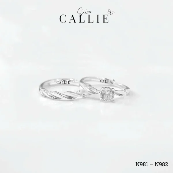 N981 - N982: Nhẫn bạc Callie Silver đai xoắn freesize