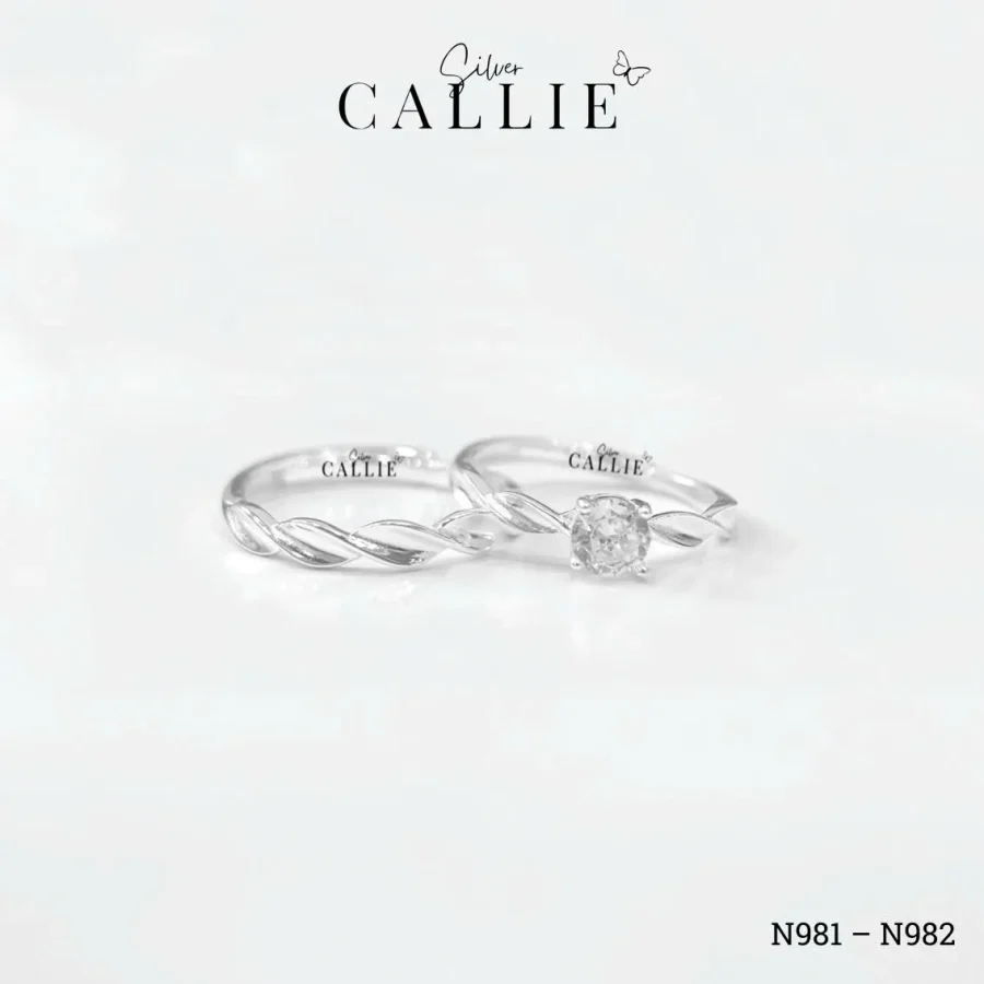 N981 - N982: Nhẫn bạc Callie Silver đai xoắn freesize