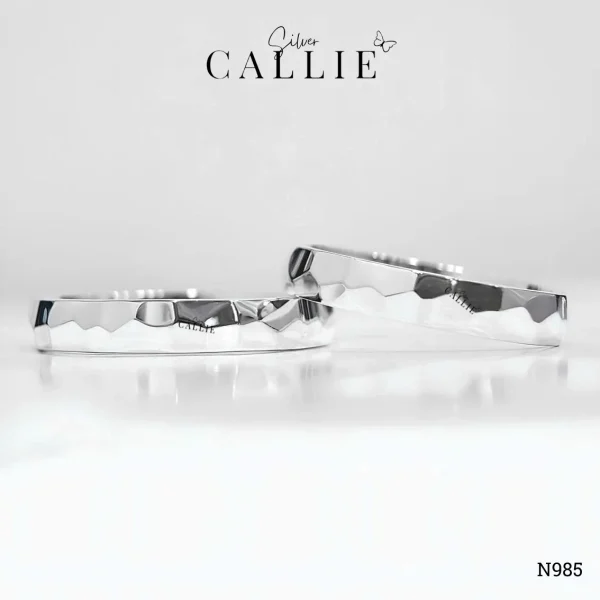 N985 - Nhẫn Bạc Thiết Kế Callie Silver Đai Vác Cạnh