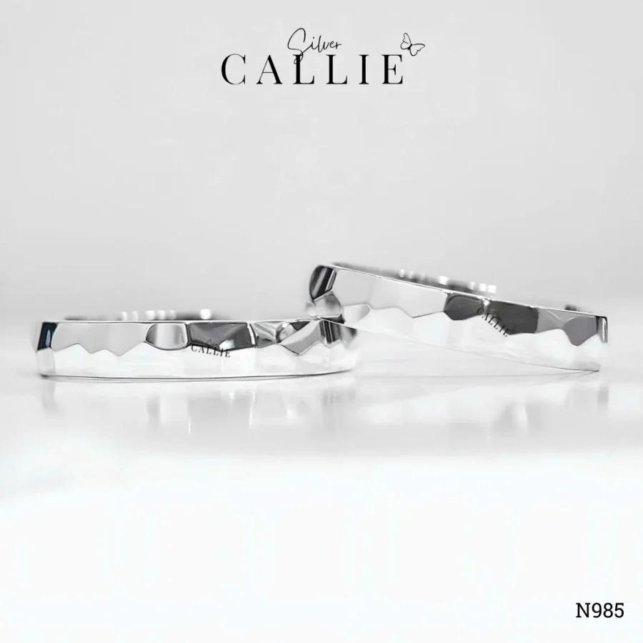 N985 - Nhẫn Bạc Thiết Kế Callie Silver Đai Vác Cạnh