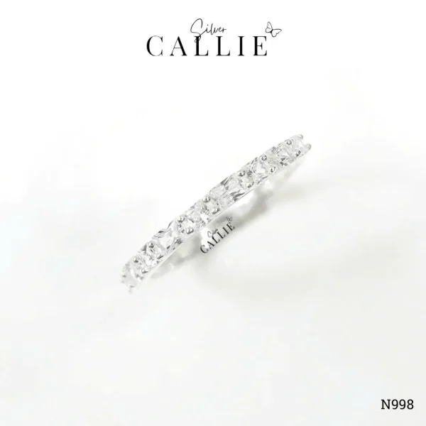 N998 - Nhẫn bạc Callie Silver đá baguette và vuông xen kẽ nửa vòng