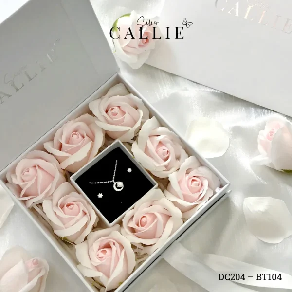 Set 2: Bộ Quà Tặng Callie Silver Mặt Trăng Moissanite