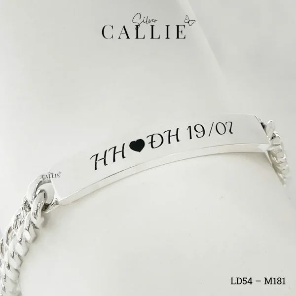 LD54 - M182: Lắc Tay Bạc Đôi Callie Silver Dây Khoen Lật