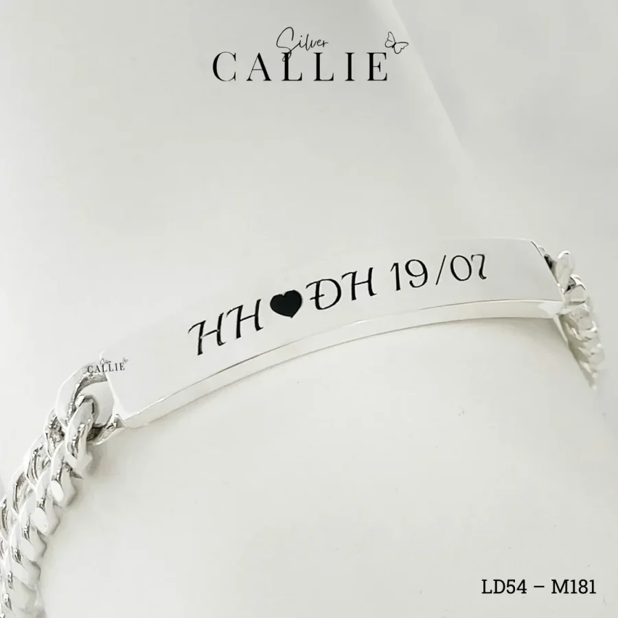 LD54 - M182: Lắc Tay Bạc Đôi Callie Silver Dây Khoen Lật
