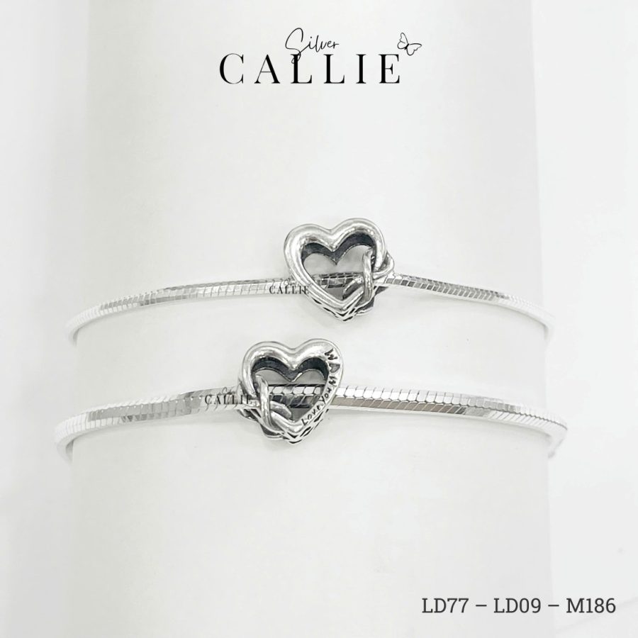 LD77 - LD09 - M186: Lắc Tay Bạc Đôi Callie Silver Tình Yêu Vĩnh Cửu
