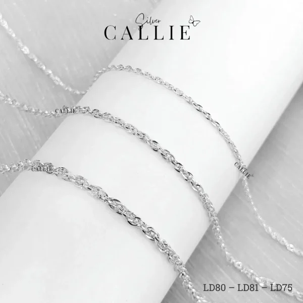 Lắc Tay Vĩnh Cửu Callie Silver Dây dệt đôi xoắn (cm)