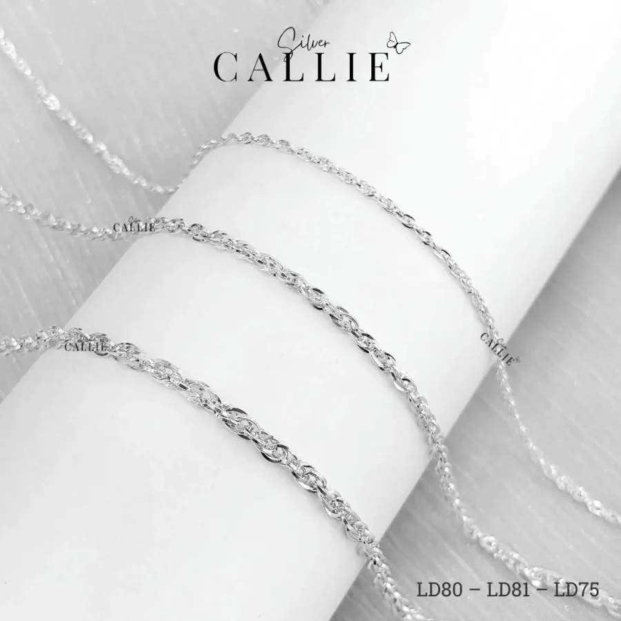 Lắc Tay Vĩnh Cửu Callie Silver Dây dệt đôi xoắn (cm)