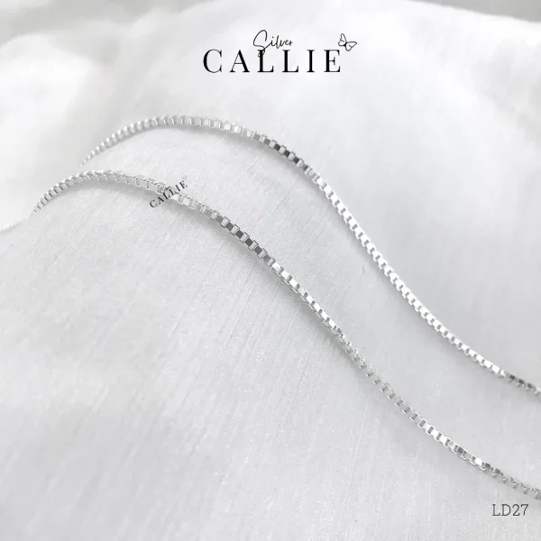 LD27 - Lắc tay đôi Callie Silver dạng hộp dày 2li