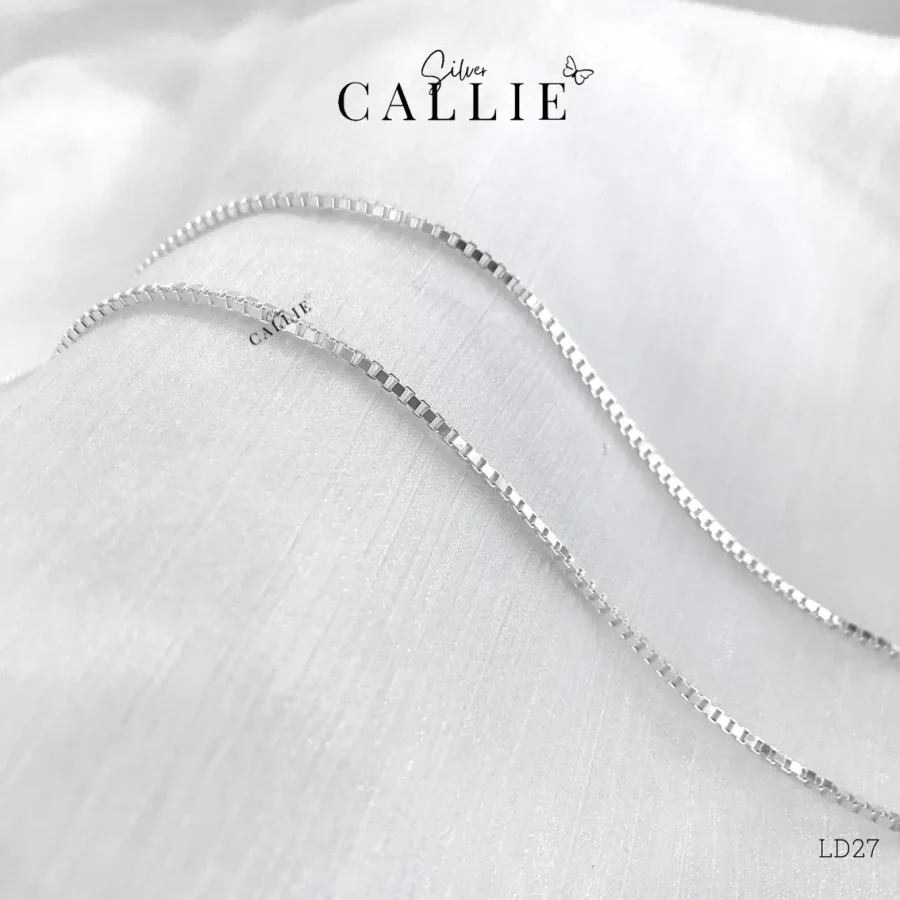 LD27 - Lắc tay đôi Callie Silver dạng hộp dày 2li