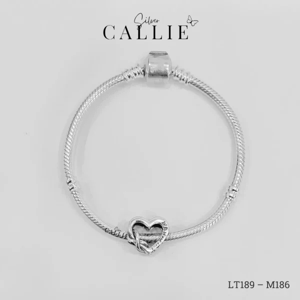 Lắc Tay Bạc Callie Silver Dây Trơn Khóa Trụ Kèm Charm Cổ Tích