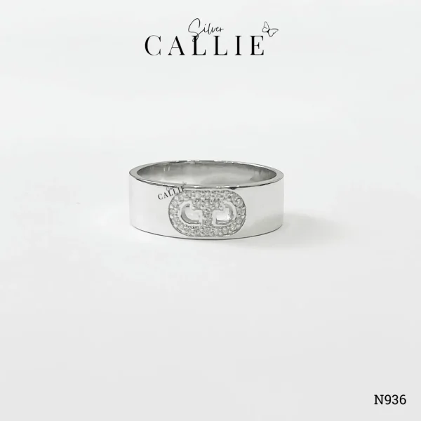 N936 - Nhẫn Bạc Thiết Kế Callie Silver Chữ T Đính Đá