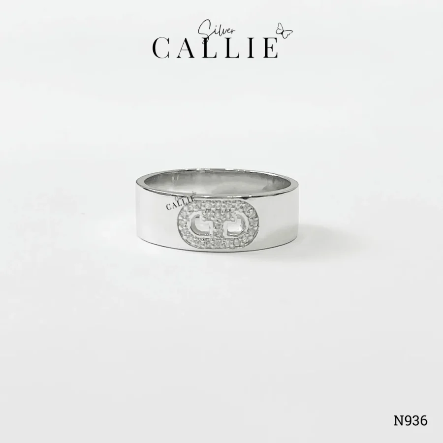 N936 - Nhẫn Bạc Thiết Kế Callie Silver Chữ T Đính Đá