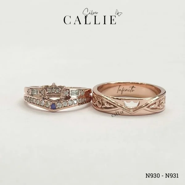N930 - N931: Nhẫn Bạc Đôi Thiết Kế Callie Silver King And Queen