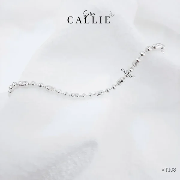 VT103 - Lắc tay bạc Callie Silver sợi trơn