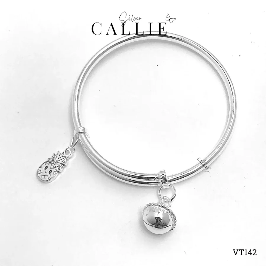 Lắc Tay Em Bé Bạc Callie Silver Có Chuông Kèm Charm Hình