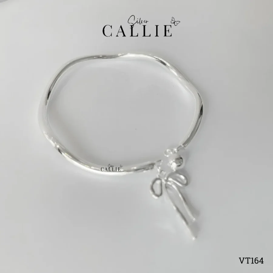 VT164 - Vòng Tay Bạc Callie Silver Charm Nơ Và Chuông