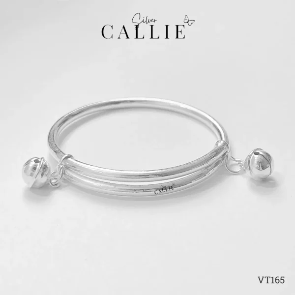 VT165 - Lắc Tay Bạc Em Bé Callie Silver Chuông Trơn