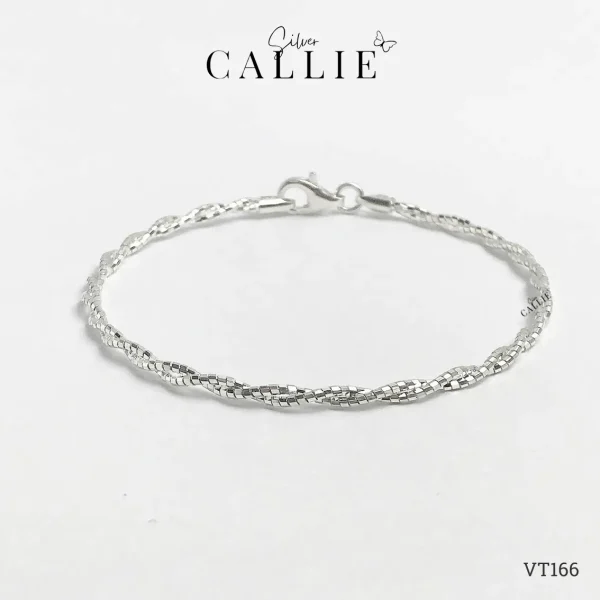 VT166 - Vòng Tay Bạc Callie Silver Dây Đan Đôi