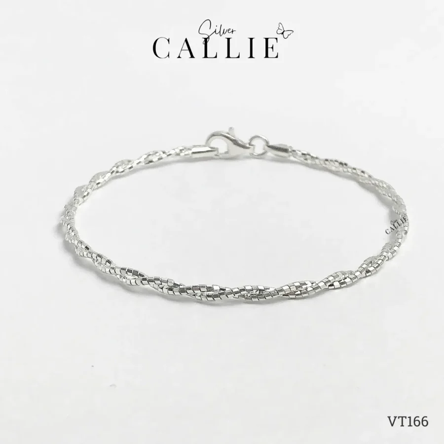 VT166 - Vòng Tay Bạc Callie Silver Dây Đan Đôi