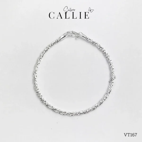 VT167 - Vòng Tay Bạc Callie Silver Dây Đan Ba