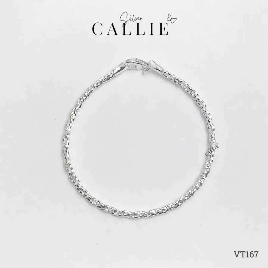 VT167 - Vòng Tay Bạc Callie Silver Dây Đan Ba