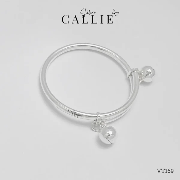 VT169 - Vòng tay bạc em bé Callie Silver có chuông