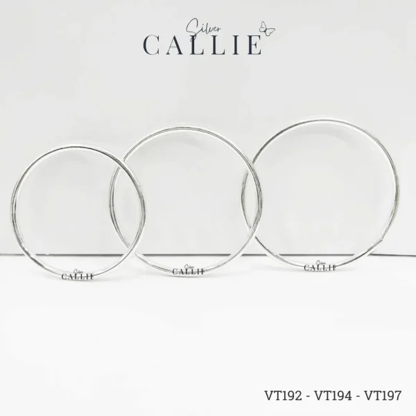 VT192 - VT194 - VT197: Vòng tay bạc trơn Callie Silver