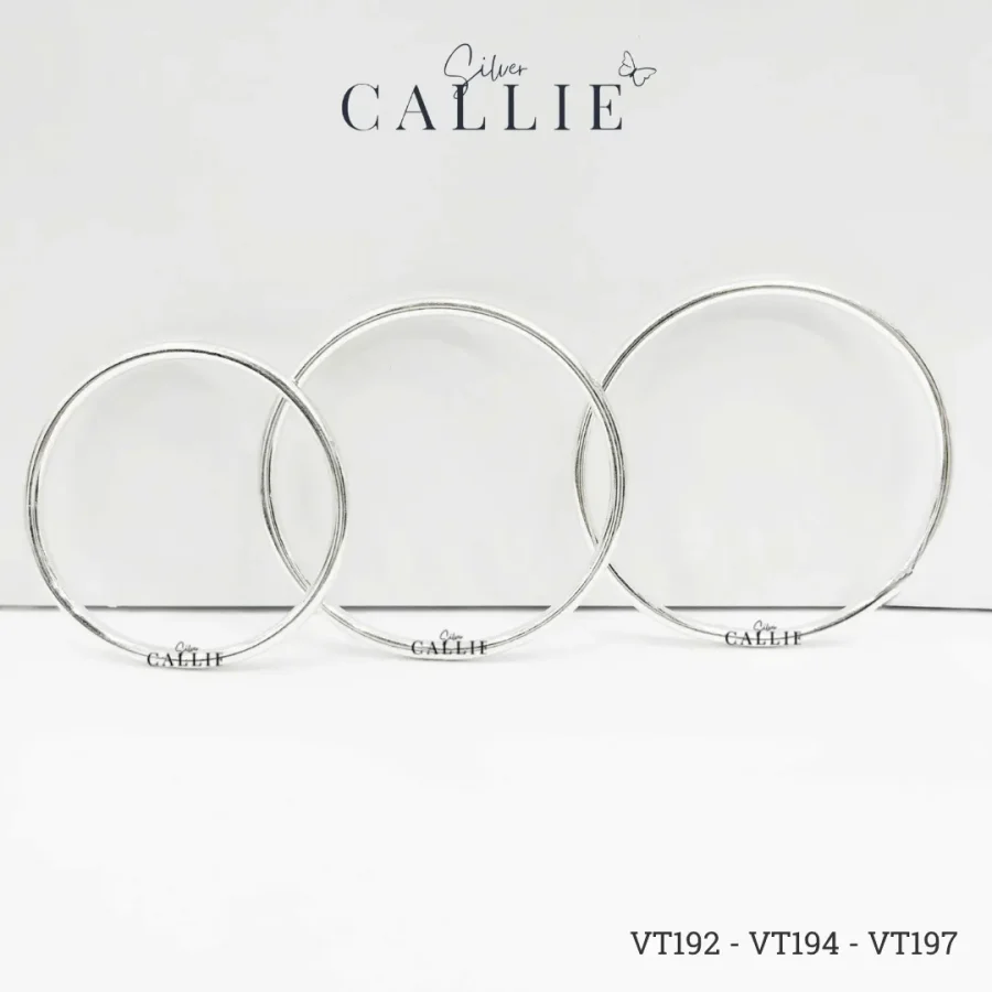 VT192 - VT194 - VT197: Vòng tay bạc trơn Callie Silver
