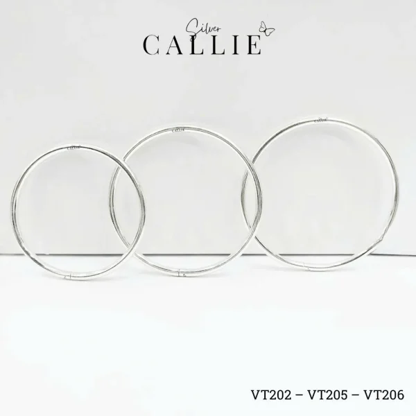 VT202 - VT205 - VT206: Vòng tay Callie Silver trơn có khoá