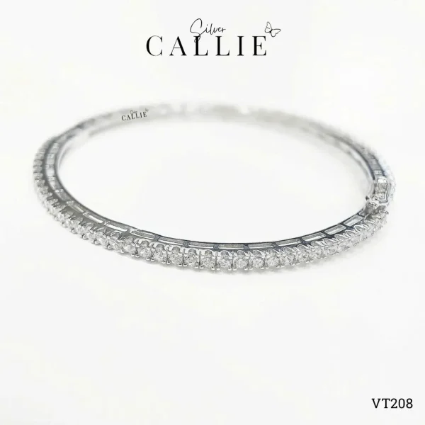 VT208 - Vòng tay bạc xi kim Callie Silver full đá 2li khoá gài