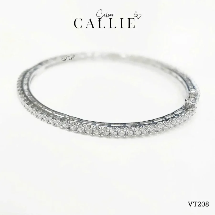 VT208 - Vòng tay bạc xi kim Callie Silver full đá 2li khoá gài