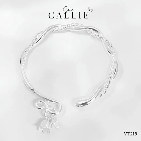 VT218 - Vòng tay bạc thiết kế Callie Silver Vòng Xoắn Gắn Charm Hoa Lily