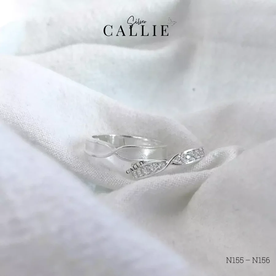 N155 - N156: Nhẫn đôi bạc Callie Silver xoắn