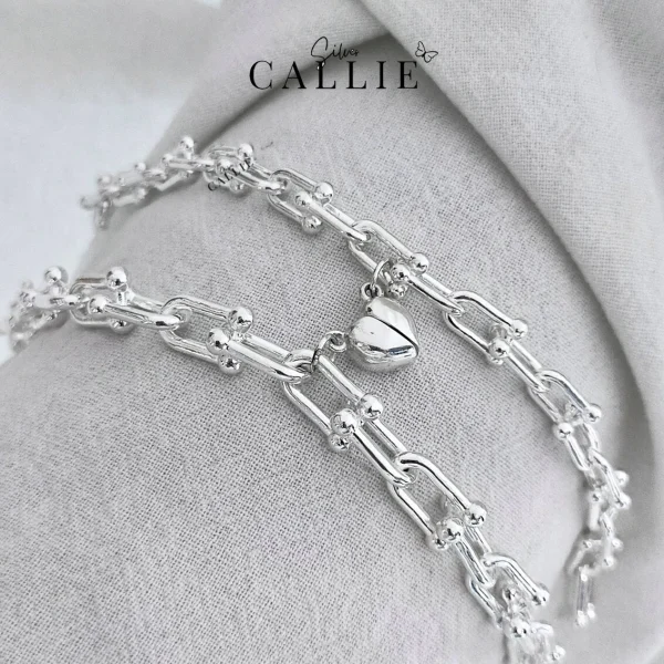 LD25 - LD26: Lắc tay đôi Callie Silver dạng móc kèm charm