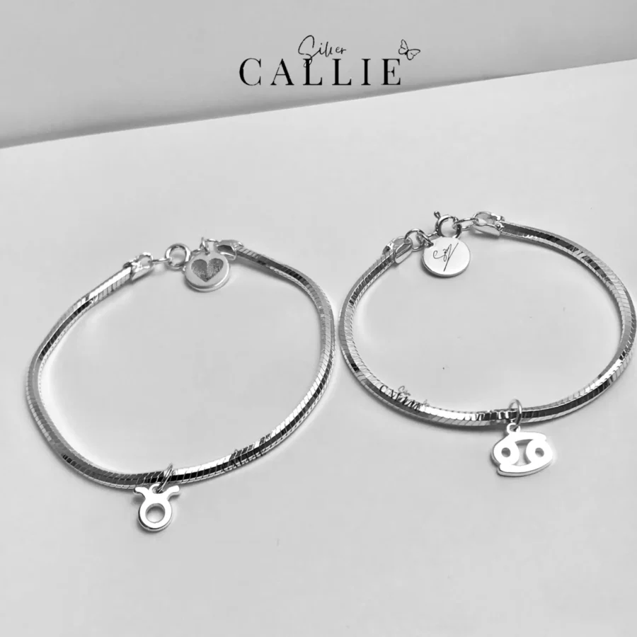 LD47 - Lắc Đôi Bạc Thiết Kế Callie Silver Kèm Charm