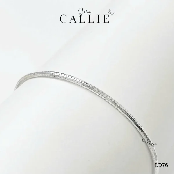 LD76 - Lắc Tay Bạc Callie Silver Dây Mì Trơn Vác Cạnh 2li