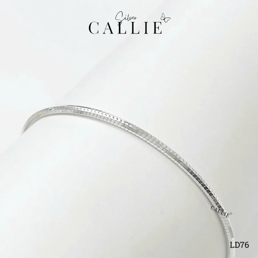 LD76 - Lắc Tay Bạc Callie Silver Dây Mì Trơn Vác Cạnh 2li