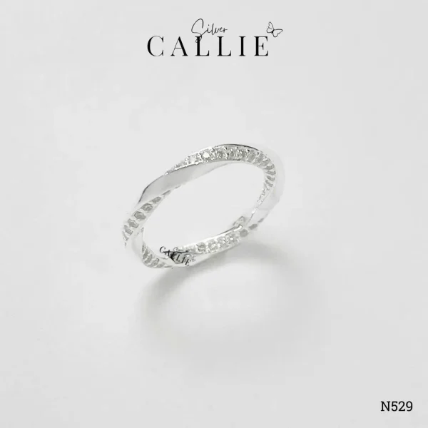 N529 - Nhẫn Bạc Thiết Kế Callie Silver Hai Đường Xoắn