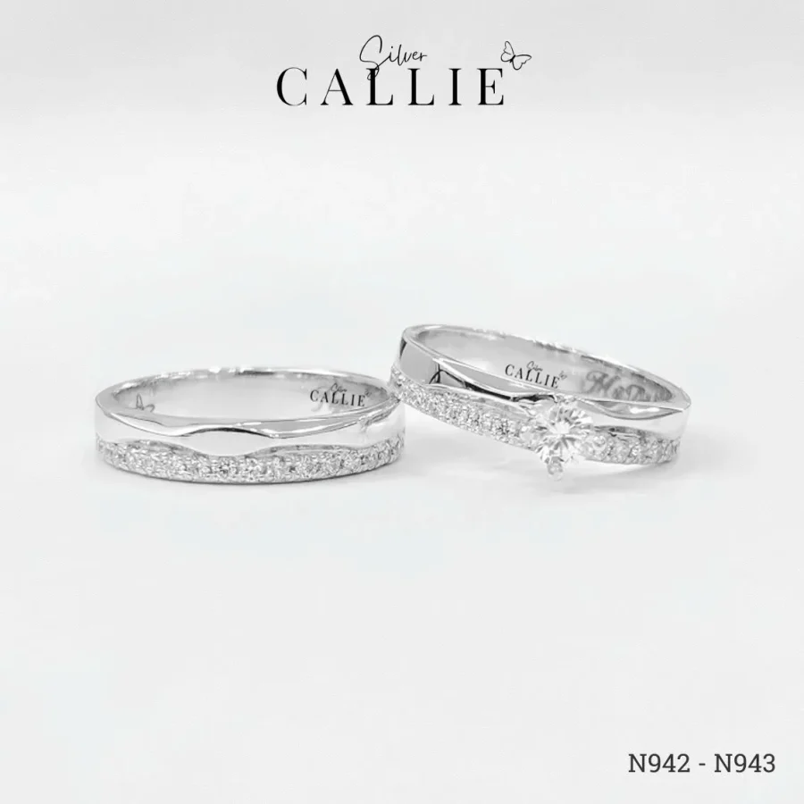 N942 - N943: Nhẫn Bạc Thiết Kế Callie Silver Nửa Xoắn Nửa Đính Đá