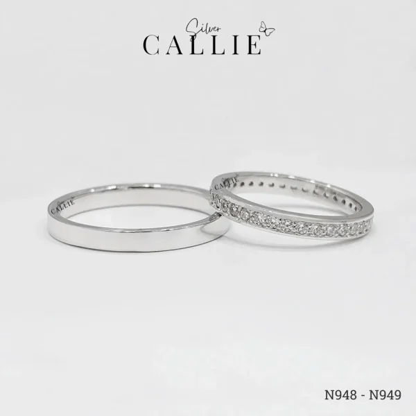 N948 - N949: Nhẫn Bạc Thiết Kế Callie Silver Trơn Và Đính Đá
