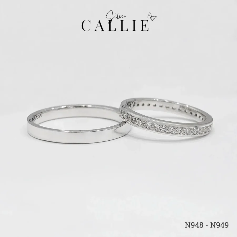 N948 - N949: Nhẫn Bạc Thiết Kế Callie Silver Trơn Và Đính Đá