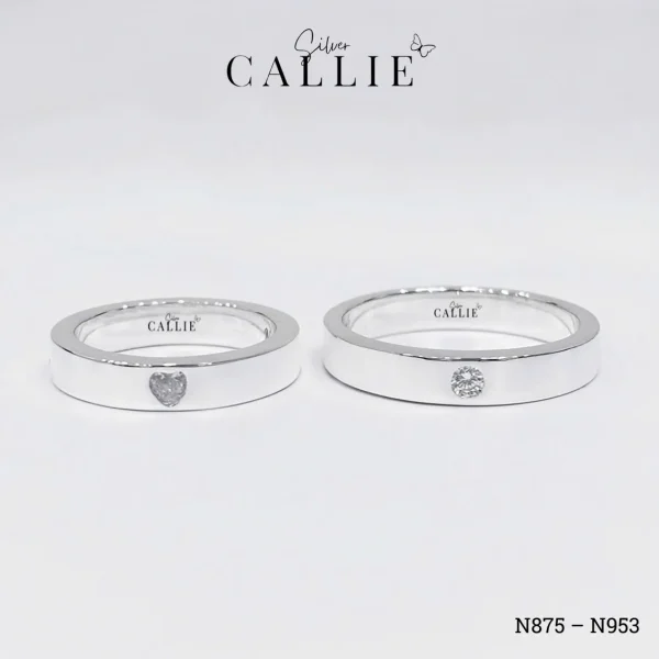 N875 - N953: Nhẫn Bạc Thiết Kế Callie Silver 1 Viên Đá Đai Trơn