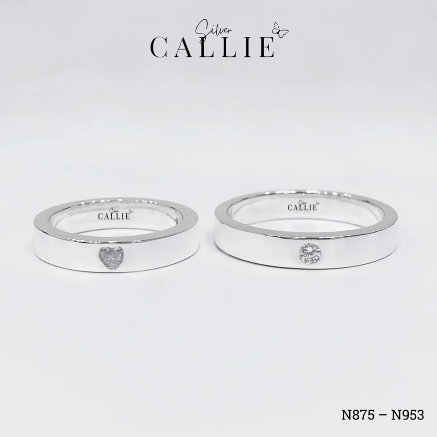 N875 - N953: Nhẫn Bạc Thiết Kế Callie Silver 1 Viên Đá Đai Trơn