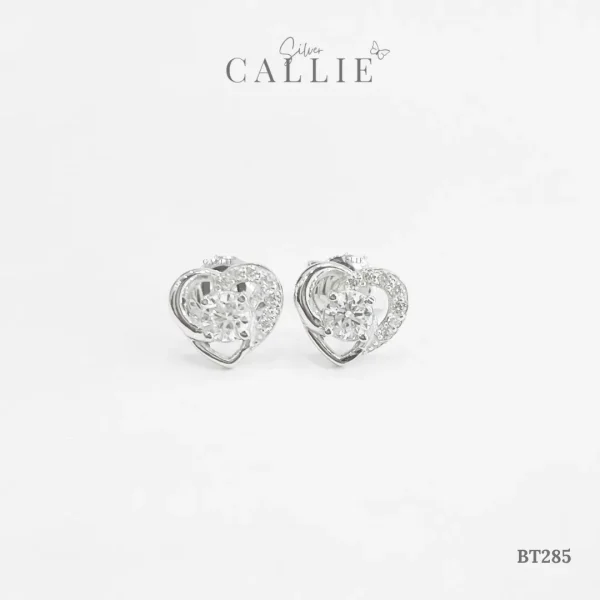BT285 - Bông tai bạc thiết kế Callie Silver trái tim xi kim