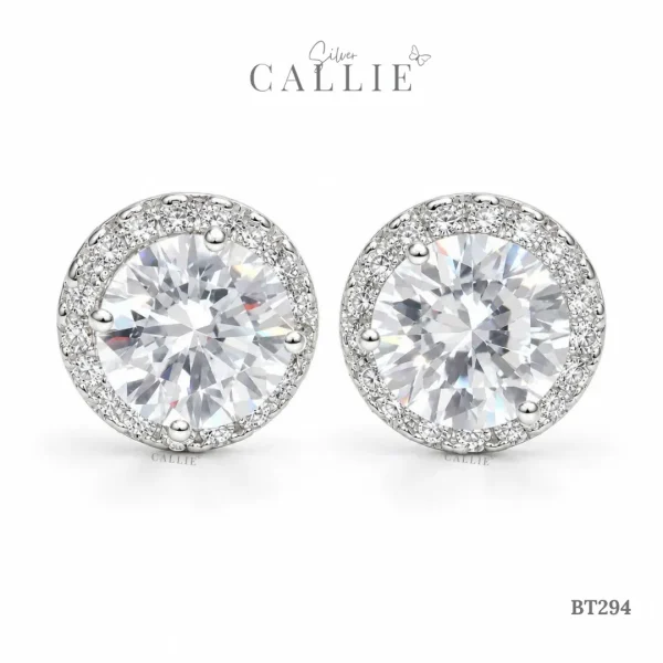 BT294 - Bông tai bạc Callie Silver Halo 5li xi kim