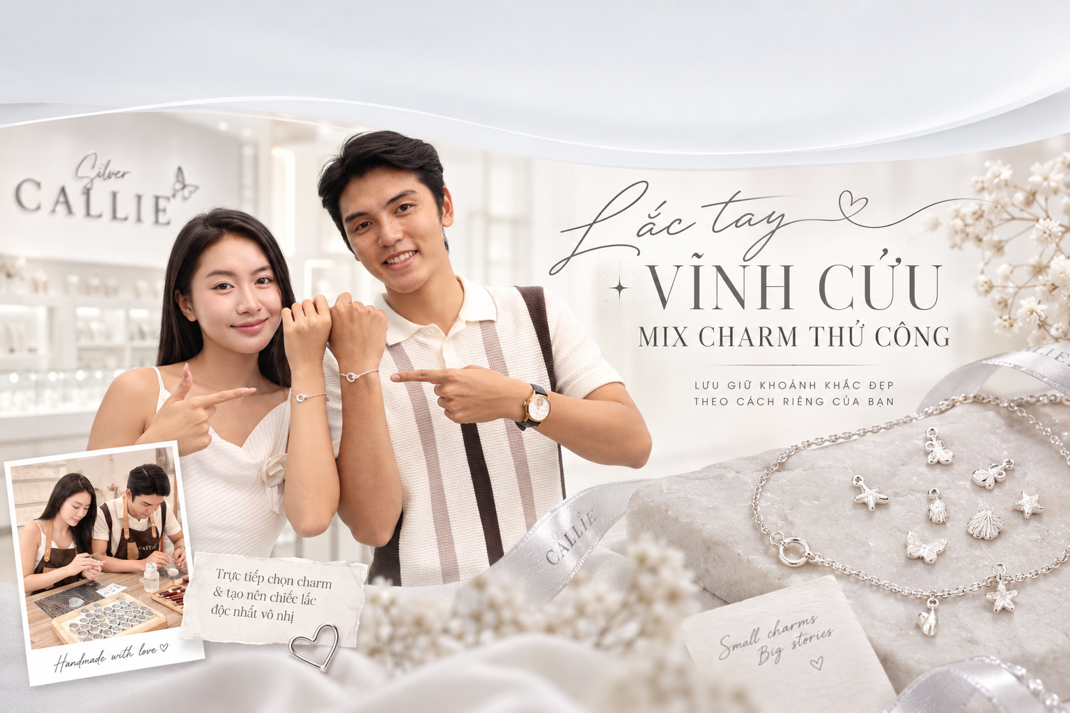 Trang sức bạc Callie Silver — Lắc tay vĩnh cửu mix charm