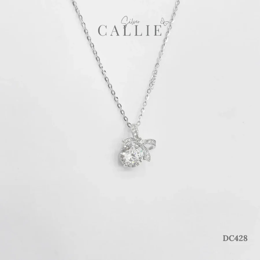 DC428 - Dây chuyền bạc Callie Silver xi kim nơ đá
