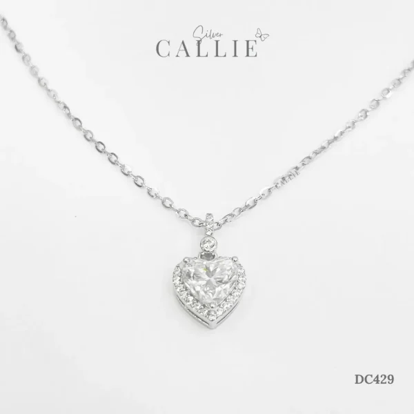DC429 - Dây chuyền bạc Callie Silver xi kim trái tim đính đá